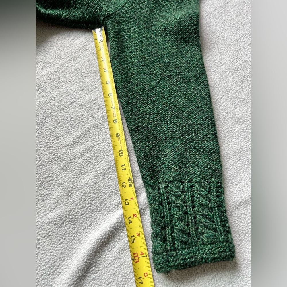 Vintage 100% Wool Cardigan, Made in Ireland, Deep Emerald Green, Sz - L - Picture 12 of 12